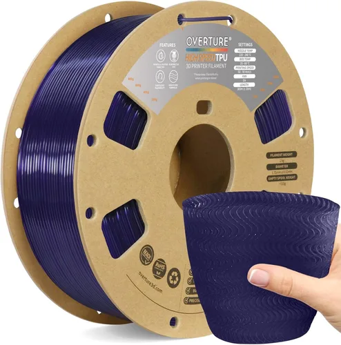 Vista 62 de OVERTURE - Filamento de TPU de 1/16 pulgadas, rollo flexible de poliuretano termoplástico, impresora 3D suave, 95A, carrete de 2.2 libras, precisión