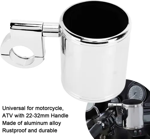 Vista 4 de Portavasos para manillar de motocicleta, aleación de aluminio, universal para , 22 1.260 in mango, ajustable