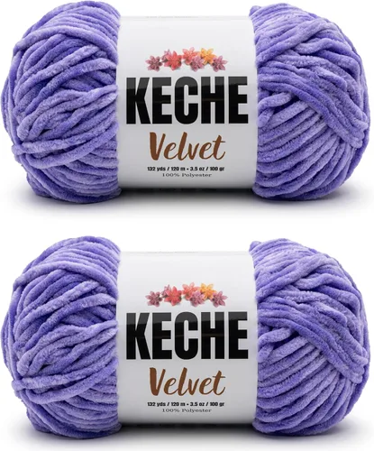 Vista 29 de Keche Hilo para ganchillo, hilo de terciopelo, chenilla suave, manta de bebé voluminosa amigurumi Yarn 3.53 oz (132 yardas) - Arona