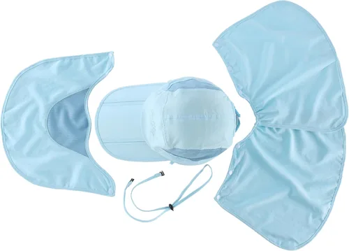 Vista 5 de Connectyle Sombreros de pesca con protección solar UPF 50+ para hombre con solapa extraíble para el cuello Azul aguamarina