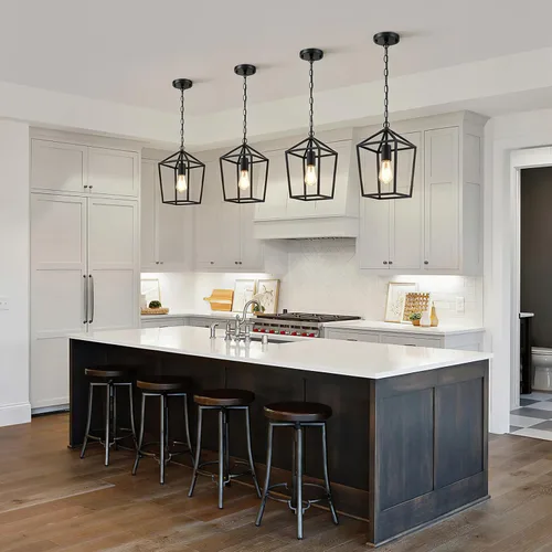 Vista 3 de Sheetea 2-Pack Farmhouse Pendant Lights Kitchen Island, Black Pendant Light Fixtures Hanging Lamp for Dining Room, Modern Kitchen Pendant Lighting