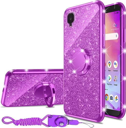 Vista 34 de nancheng Funda de teléfono para TCL A3X (A600DL), funda para Alcatel TCL A3X niñas y mujeres, bonita funda de silicona transparente con purpurina