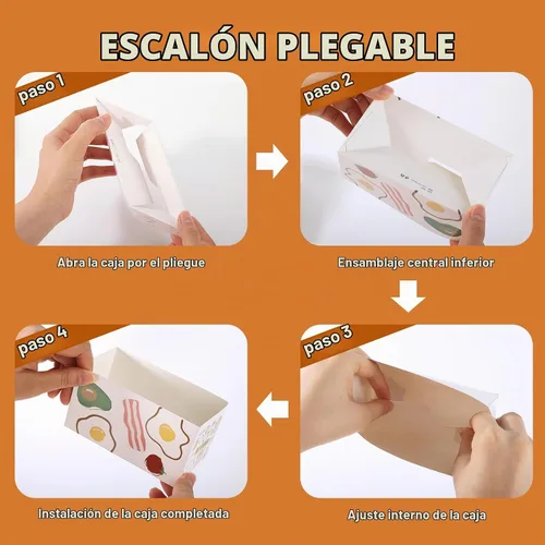 Vista 3 de 100 recipientes de papel para llevar, cajas para sándwich, mini cajas de hamburguesas, bandeja de pan para llevar recipientes de alimentos