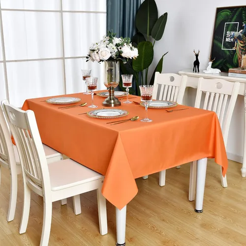 Vista 17 de Mantel Cuadrado Verde Manzana Impermeable Resistente a las Manchas Sin Arrugas Mantel de Mesa de Poliéster 210GSM Limpiable Cubierta de Mesa
