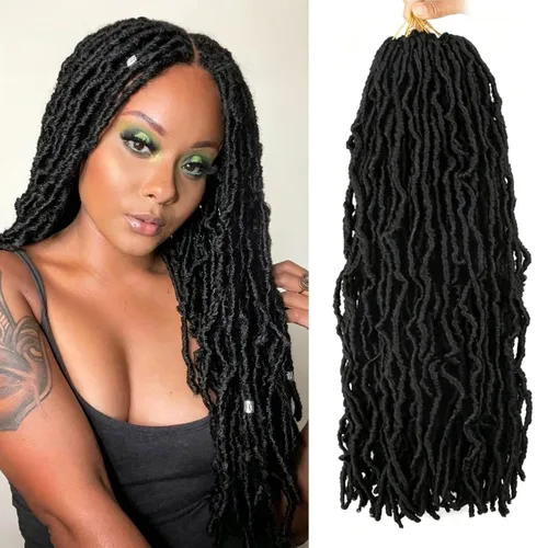 Vista 32 de 6 Paquetes Soft Locs Cabello de Ganchillo Pre Looped Faux Locs Trenzas de Ganchillo Goddess Locs Dreadlocs Cabello Sintético Para Mujeres Negras 1b