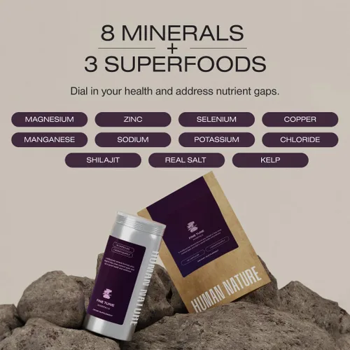 Vista 2 de Human Nature Fine Tune: Suplemento diario multiusos para concentración, salud digestiva y más, con minerales antiguos, shilajit del Himalaya, sal