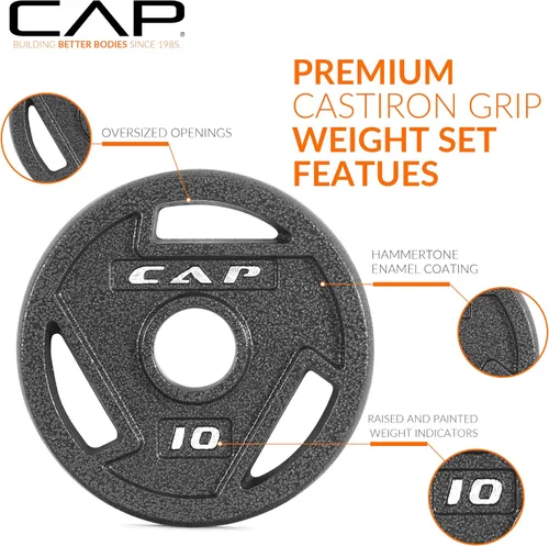 Vista 3 de CAP Barbell 2-Inch Olympic Cast Iron Plate Weight Set 75-285 lbs Multiple Options