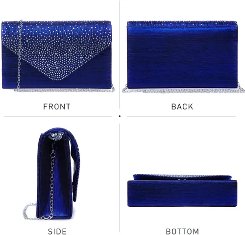 Vista 3 de Dasein Bolso de mano con satén satinado para mujer, tipo embrague, para noche, bandolera, bolsos, fiesta, graduación, boda, sobre