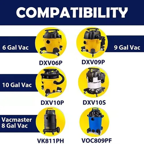 Vista 3 de Paquete de 3 bolsas de aspiradora para DEWALT Shop Vac de 6 a 10 galones DXVA19-4101, bolsa de recolección de polvo con filtro para aspiradora