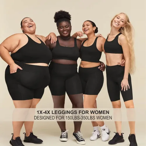 Vista 4 de FULLSOFT Pantalones cortos de ciclismo de talla grande para mujer, cintura alta, talla XL, 4X, control de abdomen, con bolsillos, pantalones cortos