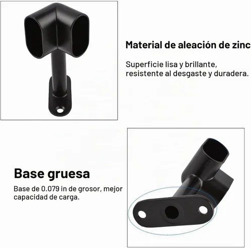 Vista 4 de INCREWAY 2 piezas de soporte de barra de armario ovalada de esquina 90 ° resistente accesorios de armario para ropa riel de ropa asiento para barra