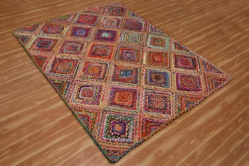 Vista 69 de Natural Jute Collection - Alfombra rectangular de 2 x 3 pies, alfombra de yute trenzada a cuadros multicolor de 0.27 pulgadas de grosor, ideal
