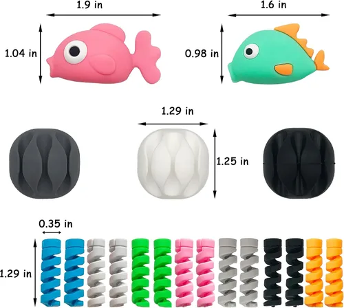 Vista 3 de ZAKVOOR 27 protectores de cable para cargador de teléfono, protector de cable USB Animal Bites protector de cable, protector de cable de carga