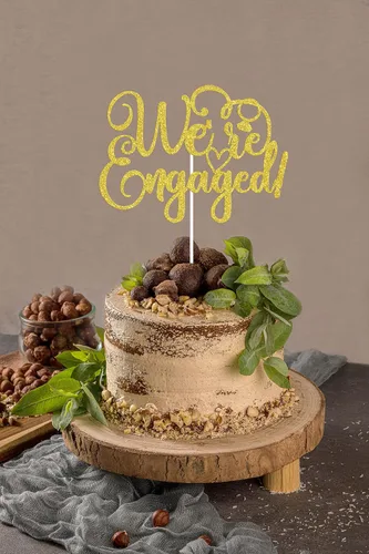 Vista 4 de Decoración para tartas con texto en inglés "We're Engaged", decoración de despedida de soltera, decoración para tartas de compromiso, suministros