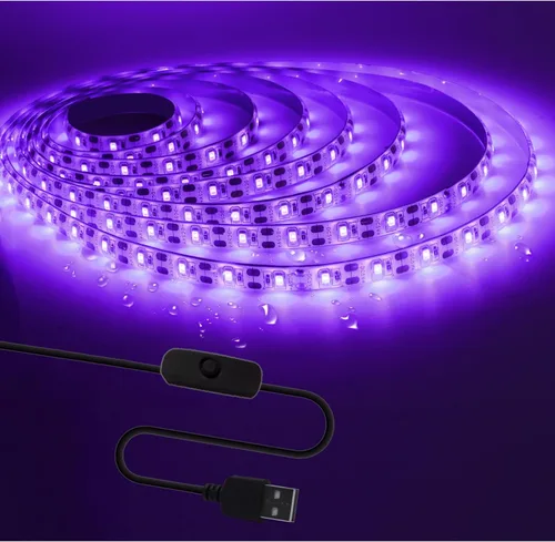 Vista 9 de Tira de luces LED USB de 5 V, color blanco, 6000 K, 9.84 pies, SMD 2835 IP65, impermeable, 180 LED, tira de luz Plug and Play con interruptor