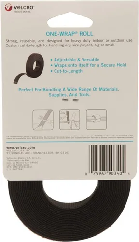 Vista 7 de VELCRO Brand - Rollo ONE-WRAP, doble cara, cinta multiusos autoadherente de gancho y bucle, reutilizable, rollo de 12' x 34" - Negro