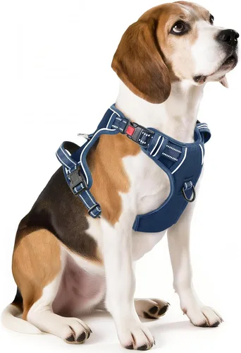 Vista 30 de Timos Arnés para perro de tamaño pequeño, arnés sin tirones para mascotas con cuello a presión bloqueable, chaleco reflectante para perro, sin