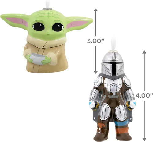 Vista 4 de Hallmark Star Wars: The Mandalorian and Grogu Holding Cup Decoupage Adornos de Navidad, juego de 2 (0003HCM1125)