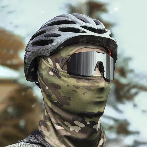 Vista 7 de Máscara facial de camuflaje militar, bandana, pasamontañas, capucha para hombres y mujeres, entrenamiento táctico, ciclismo, esquí, resistente al