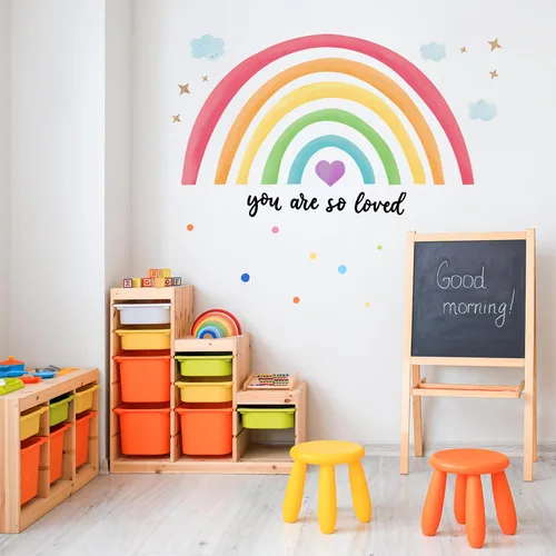 Vista 9 de Containlol Calcomanías de pared de arcoíris, decoración para despegar y Naranja
