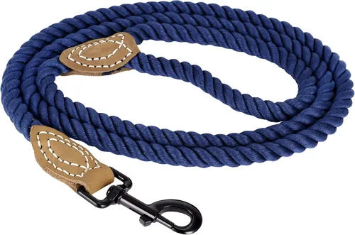 Vista 4 de Mile High Life Dog Leash Braided Cotton Rope Dog Leashes with Leather Tailor Tip 6 Feet Dog Leash w Heavy Duty Metal Clasp Wedding Dog Leash
