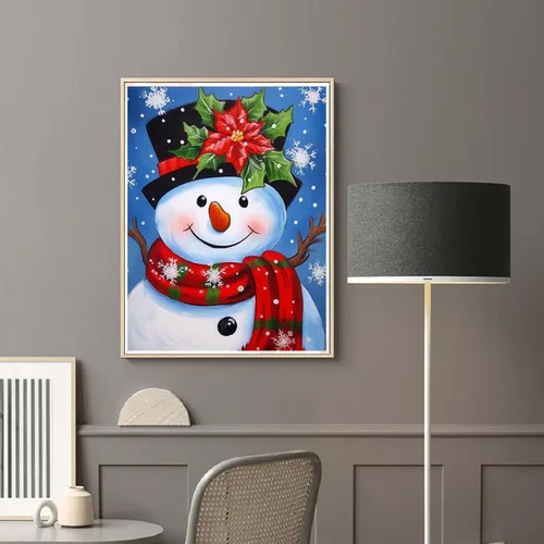Vista 3 de Diymood Pintura por números para adultos, Navidad, pintura al óleo de muñeco de nieve, kits de pintura acrílica por números para niños, adultos