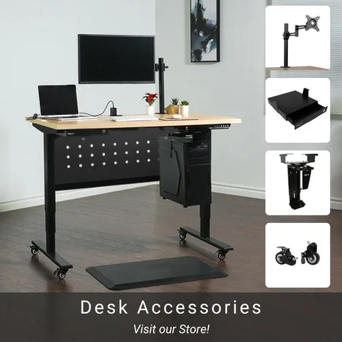 Vista 4 de PROGRESSIVE AUTOMATIONS Cajón de montaje debajo del escritorio para escritorio de pie, blanco, grande, DS-01-Blanco