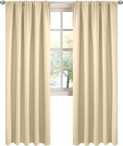 Vista 24 de LA PALMA Cortinas opacas con bolsillo para cortinero para sala de estar, bloqueo de luz, aislamiento térmico, reducción de ruido, cortinas de Aqua