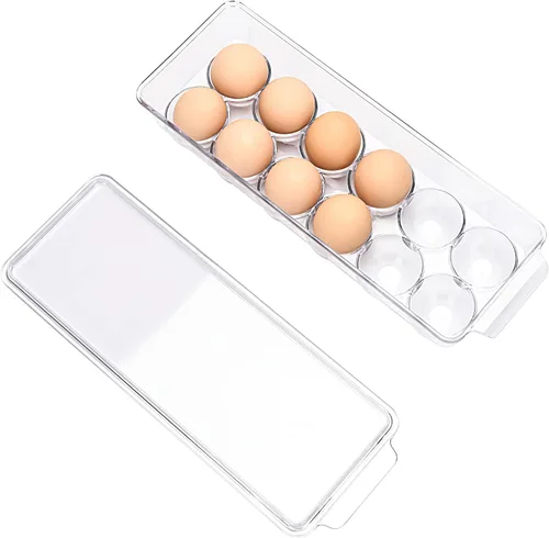 Vista 4 de Soporte para 12 huevos para refrigerador, recipiente transparente para nevera, cocina