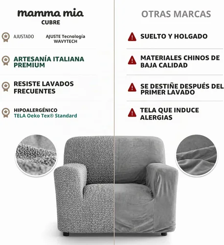 Vista 8 de PAULATO BY GA.I.CO. Funda para Silla - Funda para Sillón - Funda para Sillón - Funda de Tela Suave - Protector de Muebles Elegante de Ajuste Ceniza