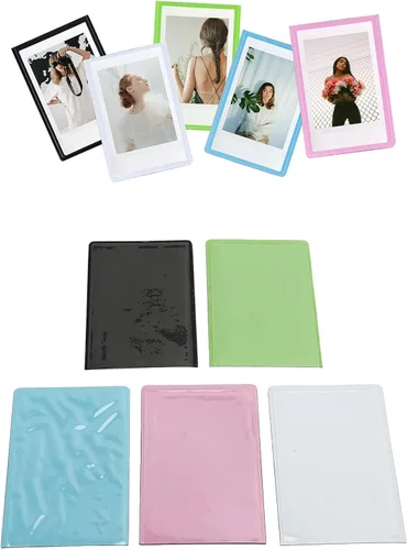 Vista 4 de Portarretratos magnéticos, 5 unidades, marcos magnéticos de PP, funda de fotos de 3 pulgadas, para decoración del refrigerador del hogar, para fotos