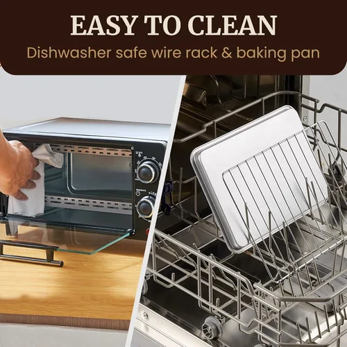 Vista 5 de Elite Gourmet ETO490 horno tostador de encimera de 9L/4 rebanadas con temporizador de 30 minutos, control de temperatura ajustable, incluye bandeja