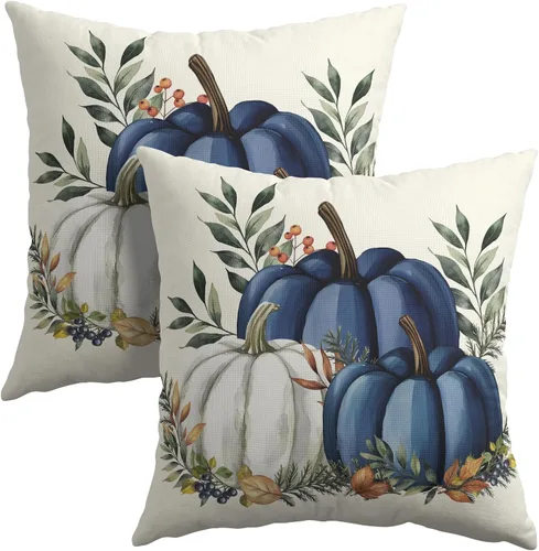 Vista 76 de Fundas de almohada de brújula de ancla, fundas de almohada náuticas para exteriores, fundas de cojín decorativas de rayas azules y blancas, fundas