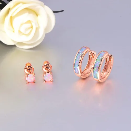 Vista 104 de CiNily Aretes Huggie de ópalo con bisagras, chapados en oro, hipoalergénicos, pequeños aretes de aro para mujeres, adolescentes, niñas, hombres