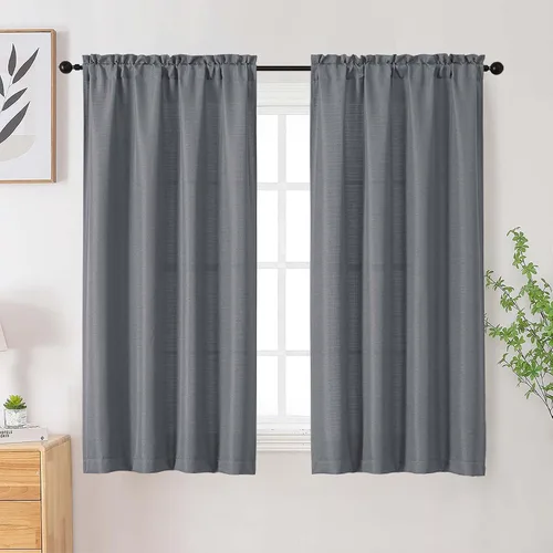 Vista 145 de Cortinas de lino para dormitorio y sala de estar de 96 pulgadas de largo, juego de 2 paneles, con bolsillo para cortinero, filtrado de luz, textura