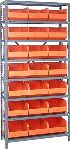 Vista 542 de Quantum QSBU-245BK Heavy Duty Shelving Unit with (7) Shelves and (24) QUS245 Black Bins for Garage Warehouse Storage Distribution 400 lb Load