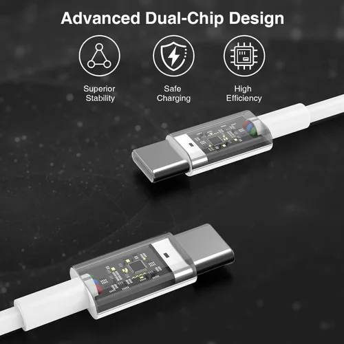 Vista 3 de Cable USB C a USB C para Apple iPhone 17/16/15, 3 pies, paquete de 2 cables de carga rápida tipo C para iPhone 17/16/15 Pro Max, iPhone16e MacBook