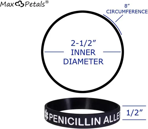 Vista 2 de Pulseras de silicona con identificación de alerta médica de alergia a la penicilina