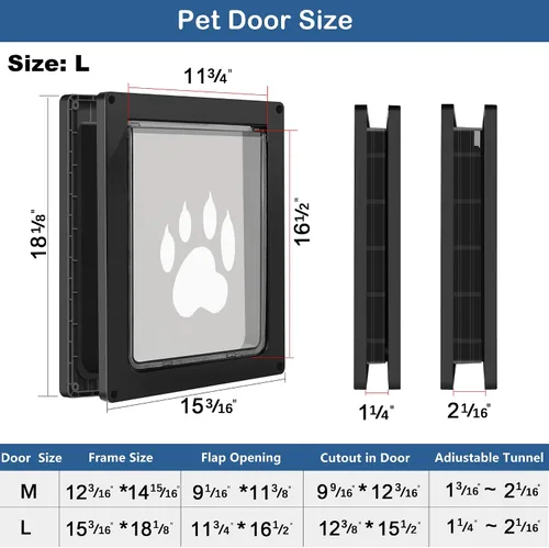 Vista 6 de CEESC Puerta Grande para Perros para Mascotas de Hasta 100 lb, Puerta para Mascotas Resistente a la Intemperie para Gatos y Perros, Duradera, Panel