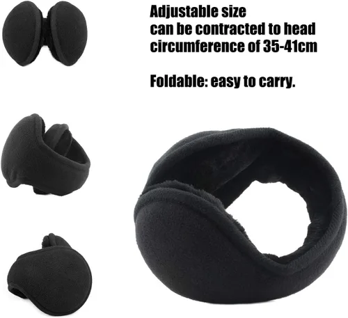 Vista 3 de Metog Orejeras de invierno unisex plegables de vellón polar, fundas cálidas y ajustables para las orejas
