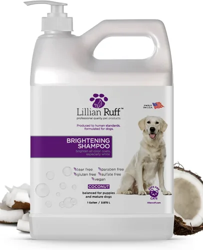 Vista 7 de Lillian Ruff Fórmula PRO Champú para Perros Ultra Blanqueador - Blanqueamiento Profesional y Eliminador de Olores de Larga Duración - Elimina