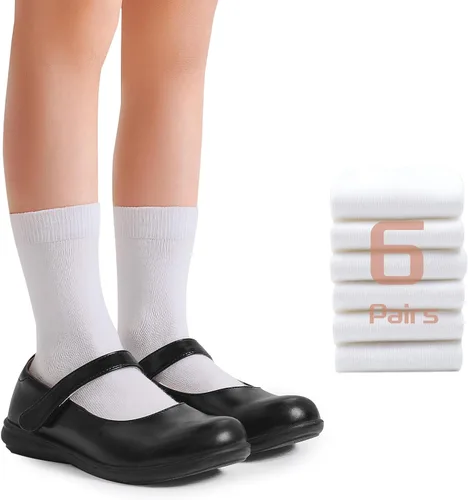 Vista 9 de Calcetines de vestir unisex para niños y niñas, de algodón suave, sin costuras, 6 pares