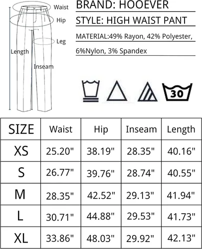 Vista 5 de Hooever - Pantalones casuales de cintura alta y pierna ancha, rectos con botones para mujer
