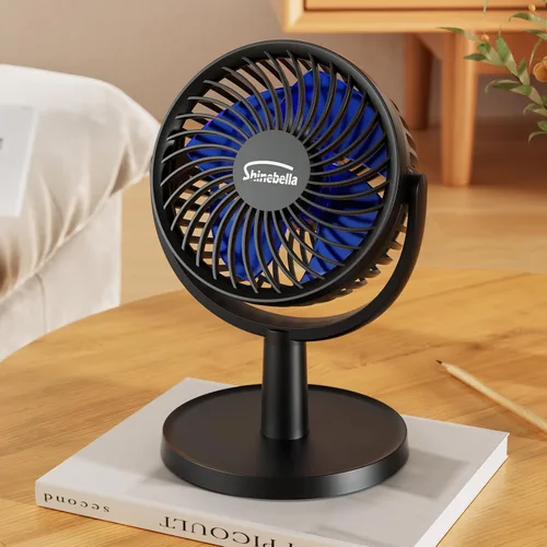 Vista 10 de Shinebella Ventilador de escritorio pequeño de 4 velocidades con fuerte flujo de aire, mini ventilador USB portátil personal, silencioso, rotación
