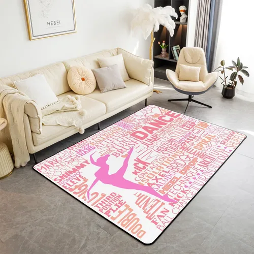 Vista 8 de Alfombra decorativa de bailarina para interiores, tapete de ballet y danza, fundas de cojín, elegante alfombra de área de bailarina de 3 x 5 pies