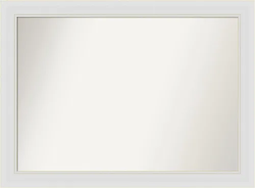 Vista 202 de Amanti Art Espejo de baño blanco para sobre el fregadero, 24 x 26 pulgadas, espejo rectangular blanco y blanco, marco de madera contemporáneo