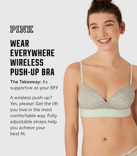 Vista 4 de Victoria's Secret Brasier sin aros push up rosa para mujer, color rosa (32A - 38DDD)