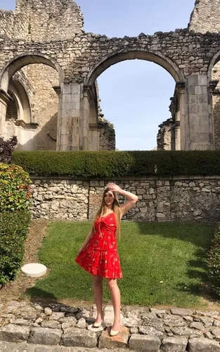 Vista 8 de ECOWISH - Minivestido holgado de mujer, con tirantes florales de espagueti, con nudo frontal anudado, plisado