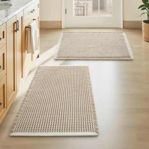 Vista 11 de Alfombra de baño mejorada con diseño de gofres, absorbente y antideslizante Negro