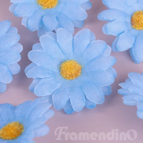 Vista 5 de Framendino, Paquete de 12 pinzas de flores con clip de margarita azul, pequeñas horquillas de girasol, accesorios de novia para mujeres y niñas